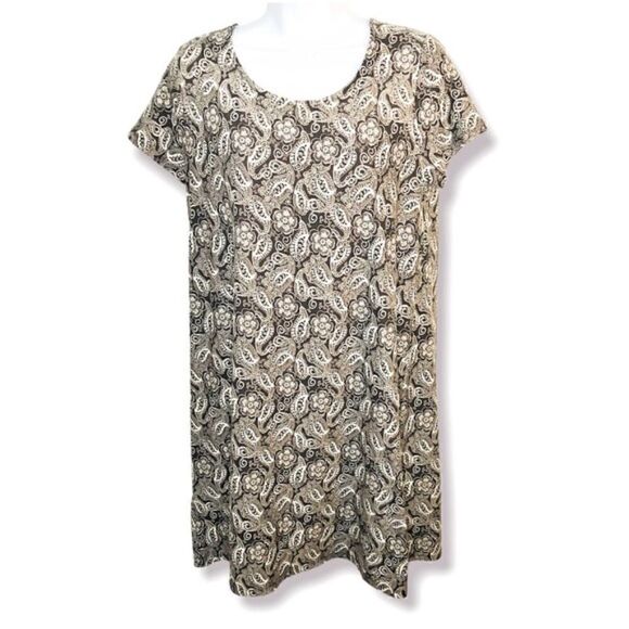Charming Charlie Soft Paisley Dress Swing Grey Cream S - Picture 1 of 7